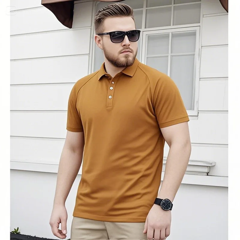 

Summer Men's Polo Shirt 2025 New Solid Color Lapel Short-sleeved T-shirt Men's Plus Size 7XL Fat Man Thin Polo T Shirts