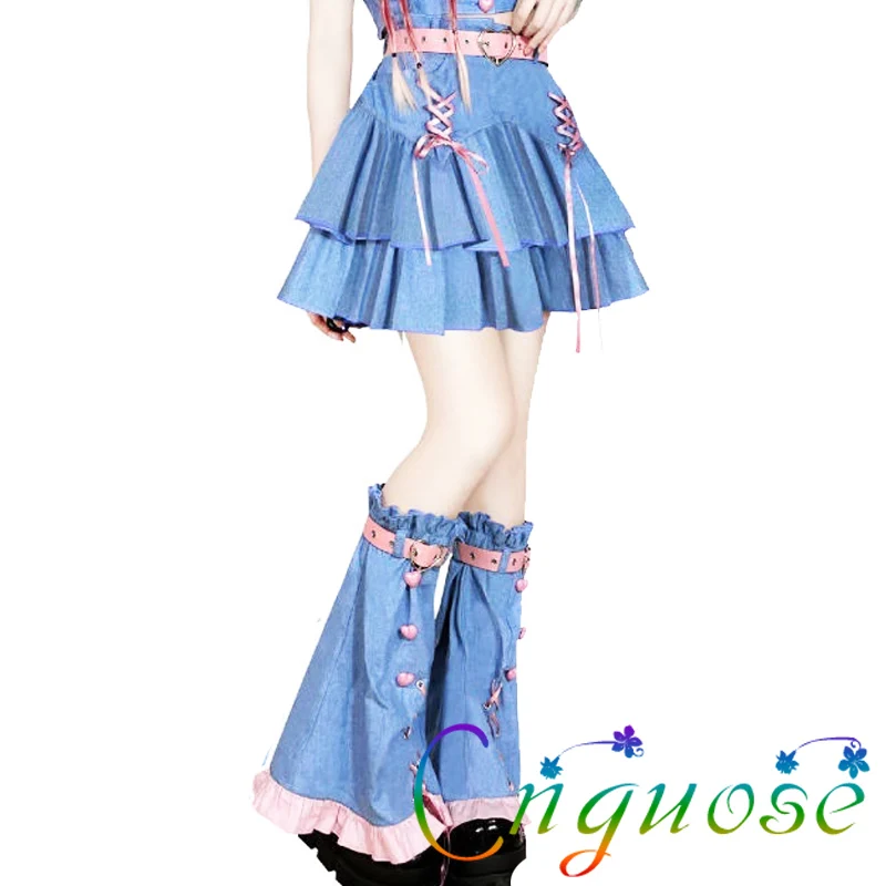 

Jeans Y2k Japanese and Korean Cute Mini Skirt Summer Abby Set Sweetheart Girl Women's 2024 Summer Short Skirt Leg Cover Set 2024