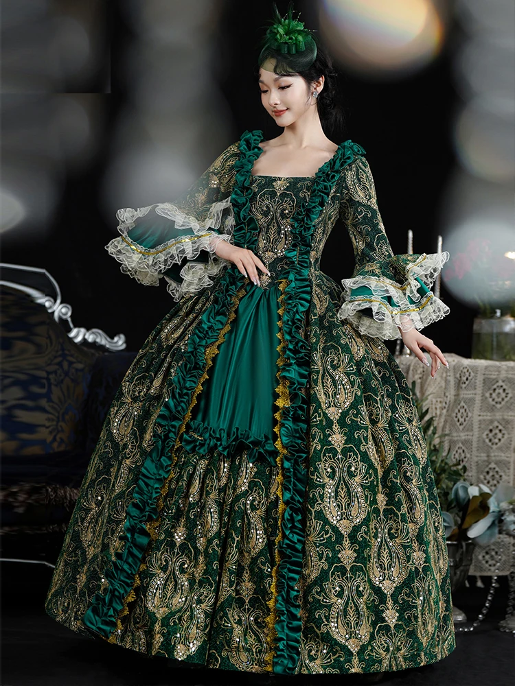 Robe de luxe verte Marie Antoinette, robe de bal, robe de soirée victorienne pour adultes, pour femmes