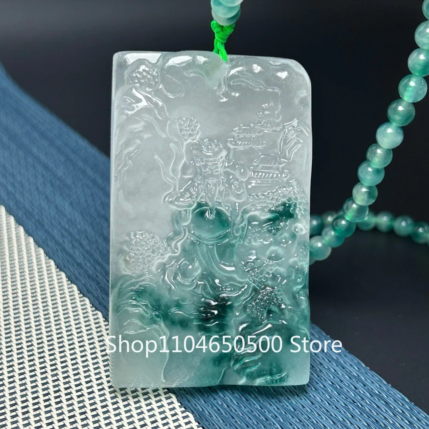 

Certified natural high Ice green jade Jadeite Amulet Pendant&Necklaces