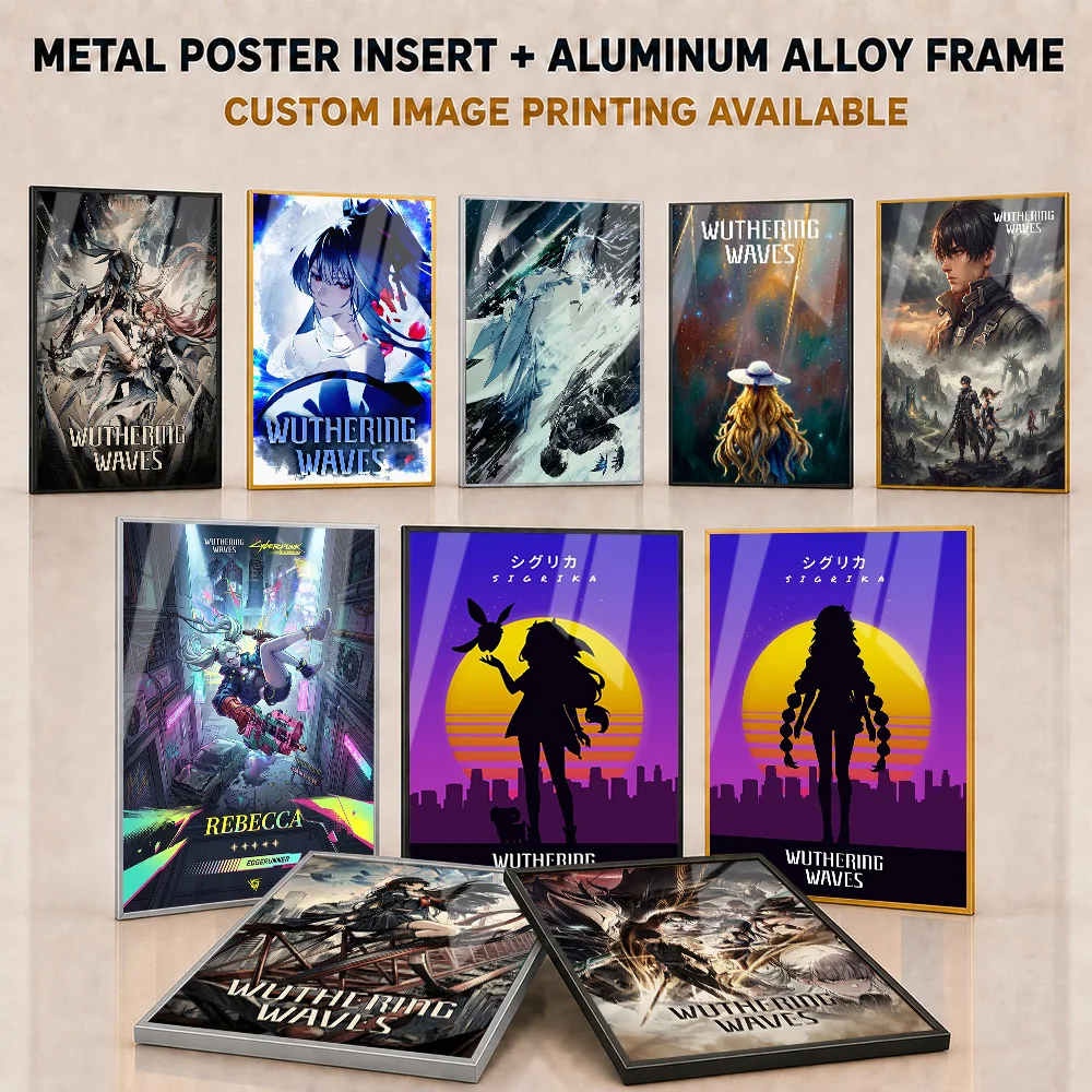 Wuthering Waves Framed Aluminum Metal Poster Customized Mystical Character Tribute Wall Art For Game Room And Fantasy Fan Gift