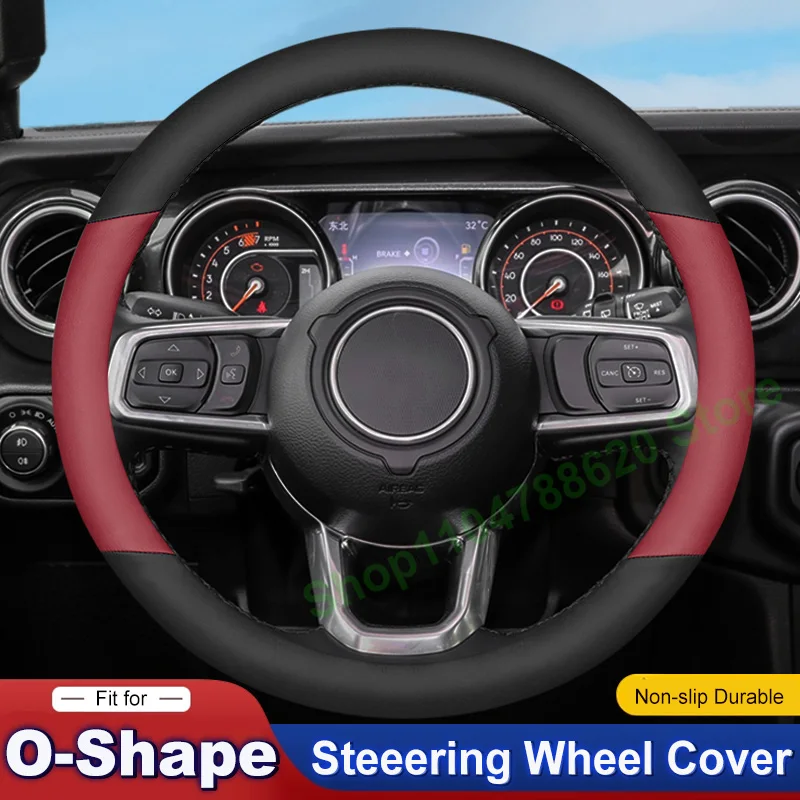 

Four Seasons Non-slip Leather Steering Wheel Cover for Jeep Gladiator Wrangler 2024 2025 Interior Decoration Accessories