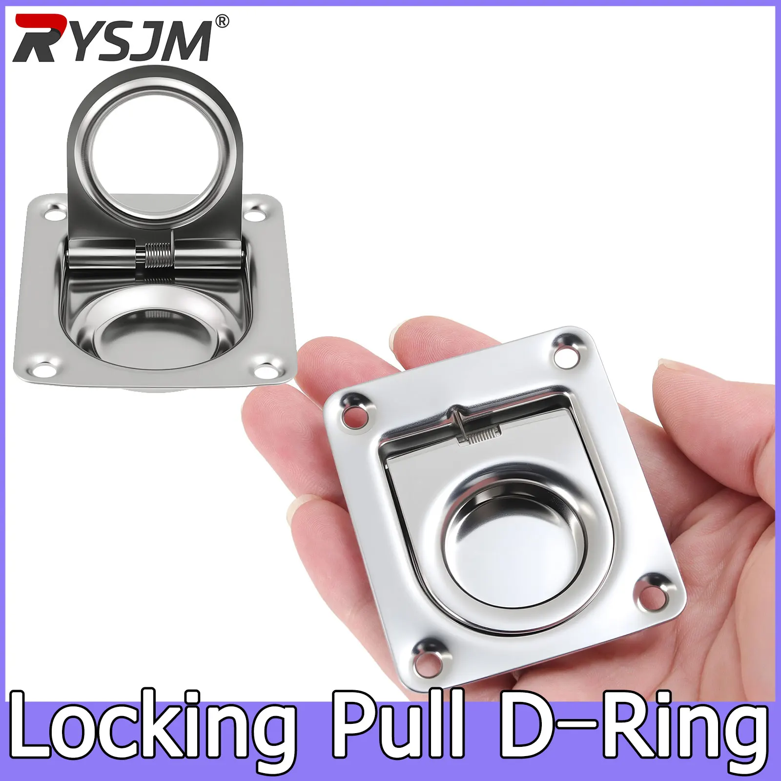 

2pcs Stainless Steel Pull D Rings Locking Pull Ring Handle D Rings Recessed Tie Down Anchors Ring Marine Boat Yacht Trailer
