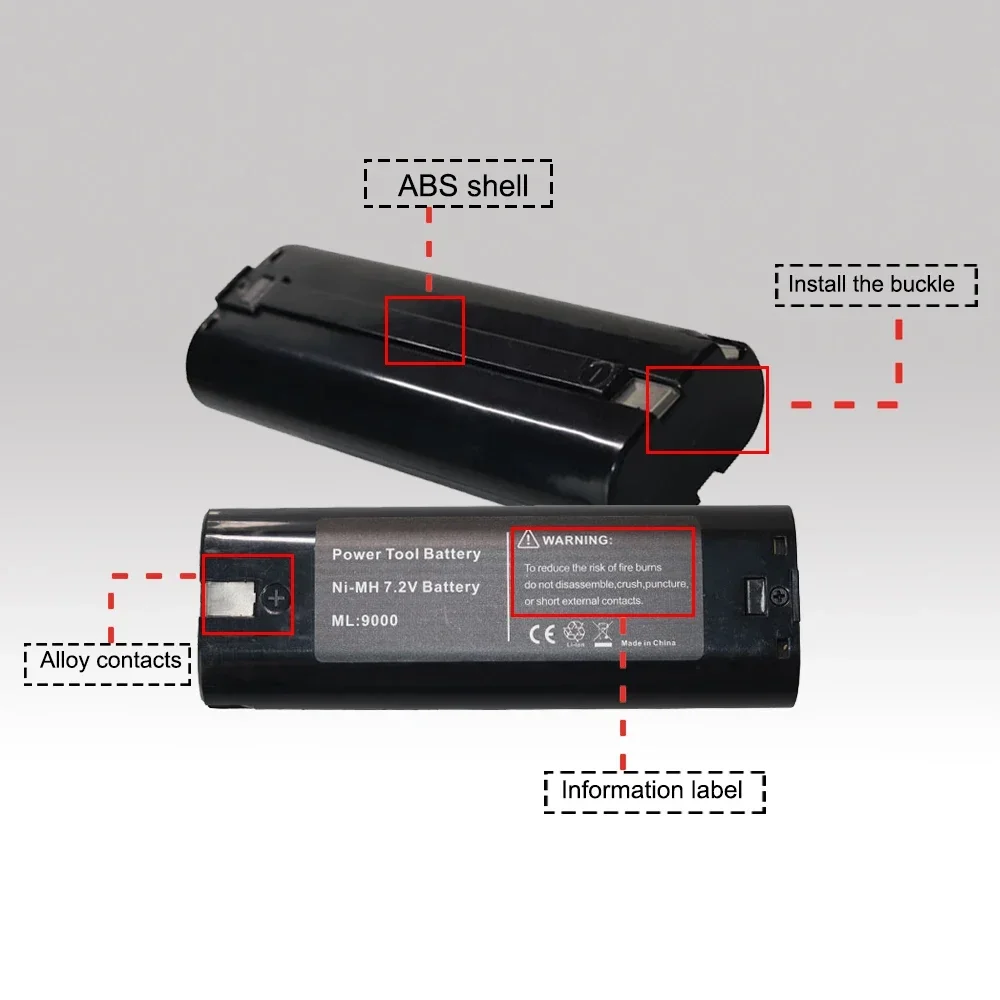 

For Makita 7.2V 3.0/4.0/5.0Ah Screwdriver Battery 9000 7000 7002 7033 4770D 6002D 6010D 6710D 9035D Ni-Mh Rechargeable Batteries