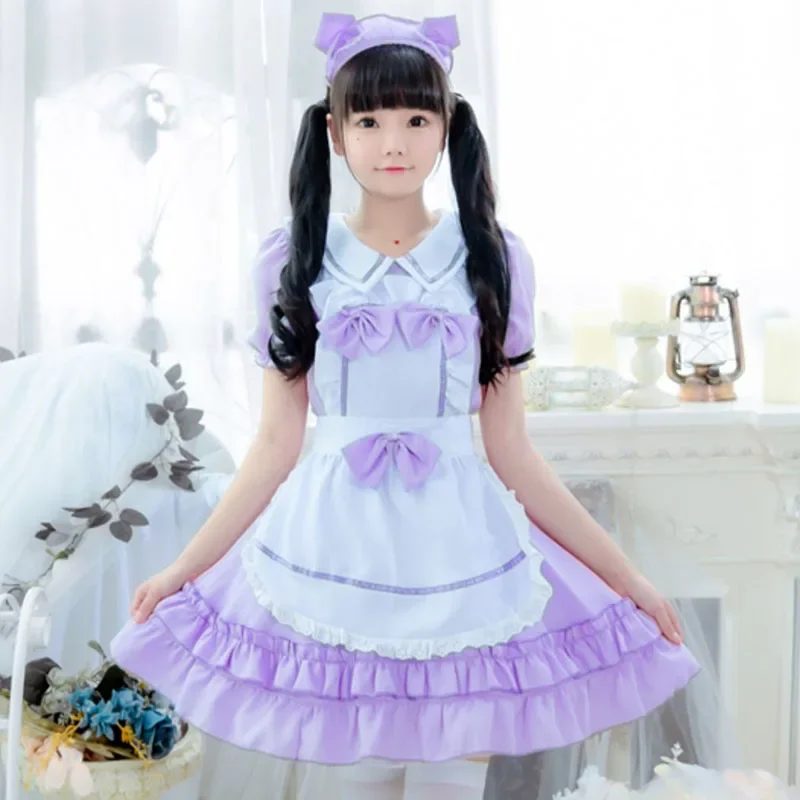 Amine purple Gothic e girl Lolita outfit pokojówka sukienka cosplay kostium dla dziewczynek kobieta kelner pokojówka kostiumy imprezowe js9994