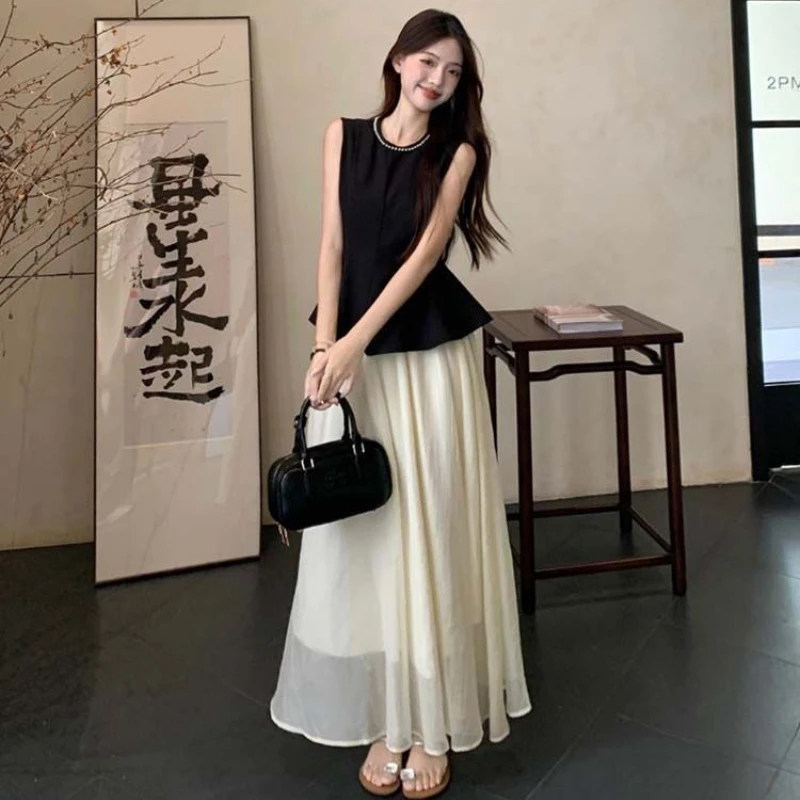 

Ruffle Edge Women's Two Skirt Piece Set Y2k Streetwear Korean Style Summer Clothes 2025 Korea Stylish Sleeveless Female Outfits