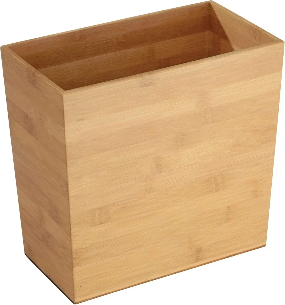 

Rectangular Bamboo Waste Basket, The Formbu Collection – 10.5" x 5.75" x 10”, Natural Wood Finish