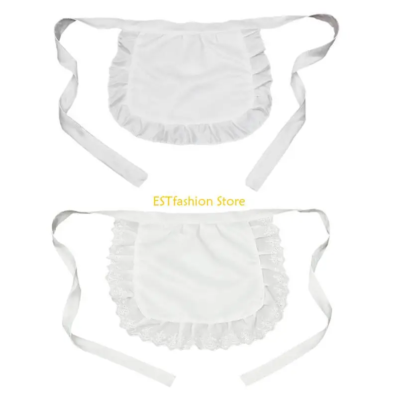 

Y5GC Girls Cosplay Waist Apron Half Apron Kitchen Ruffled Waist Apron Maid Apron