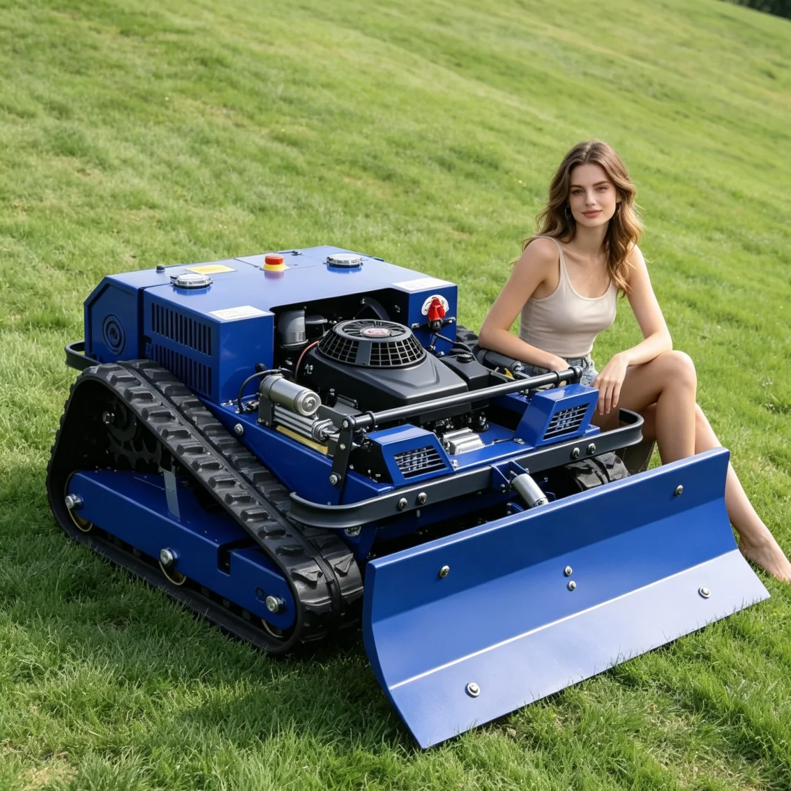 

Customized Remote Control Lawn Mower Wide Cutting Deck Labor Saving Design remote control lawn mower