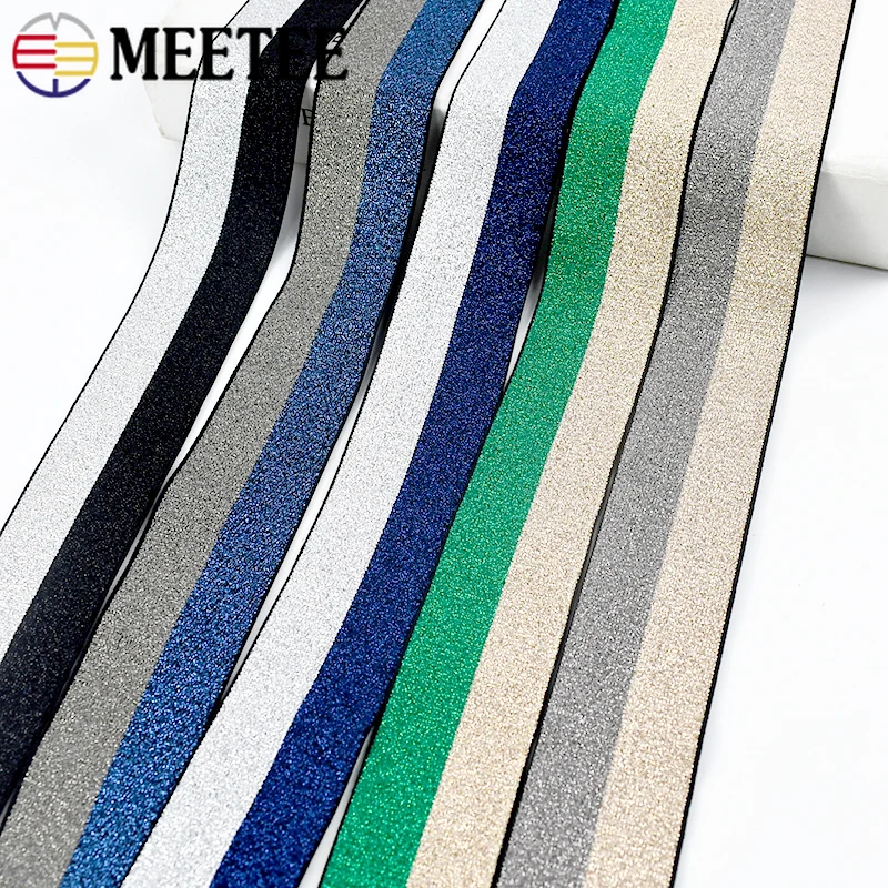 2/5/10Meters 4cm Bright Silk Elastic Band Double Color Rubber Bands Decorative Ribbon for Sewing Clothes Skirt Belt Accessories