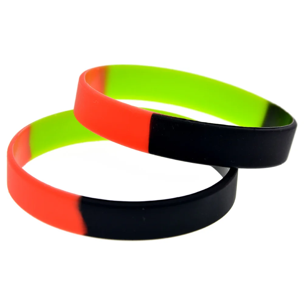 1 PC Segmentiertes Farbiges Silikon-Armband Grün Schwarz Rot Schlichtes Charmantes Gummi-Armband Unisex – Detail 9