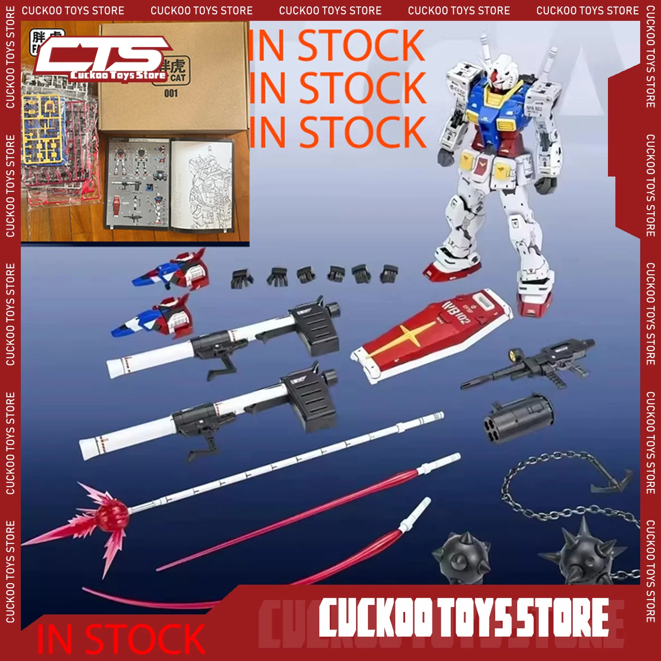 

In Stock Daban Fat Cat Pgu 1/100 RGU 2.0 Rx-78-2 High-Precision Framework Assembly Action Figure Anime Models Collection toys
