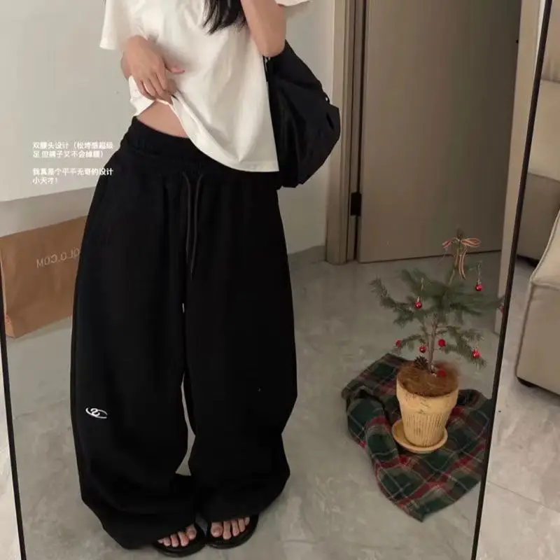 

【Spring and Summer Thin】Huamian Double Waistband Internet Celebrity Retro Lazy Style Spring Personality Wide Leg Embroidered Flo