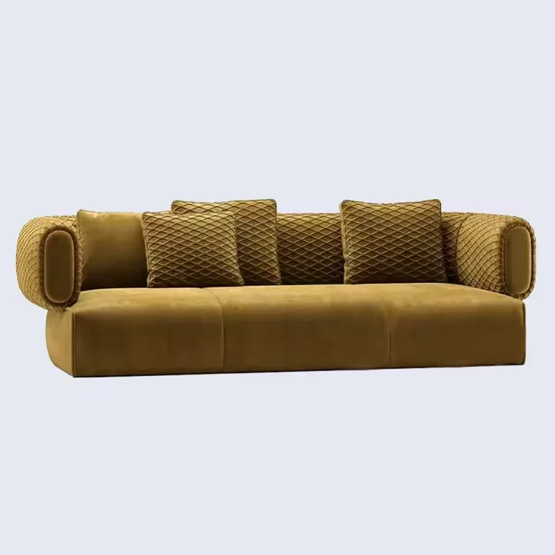 Matte Velvet Solid Wood Frame Minimalist Sofa Slipcovered L-Shape Living Room Furniture Set