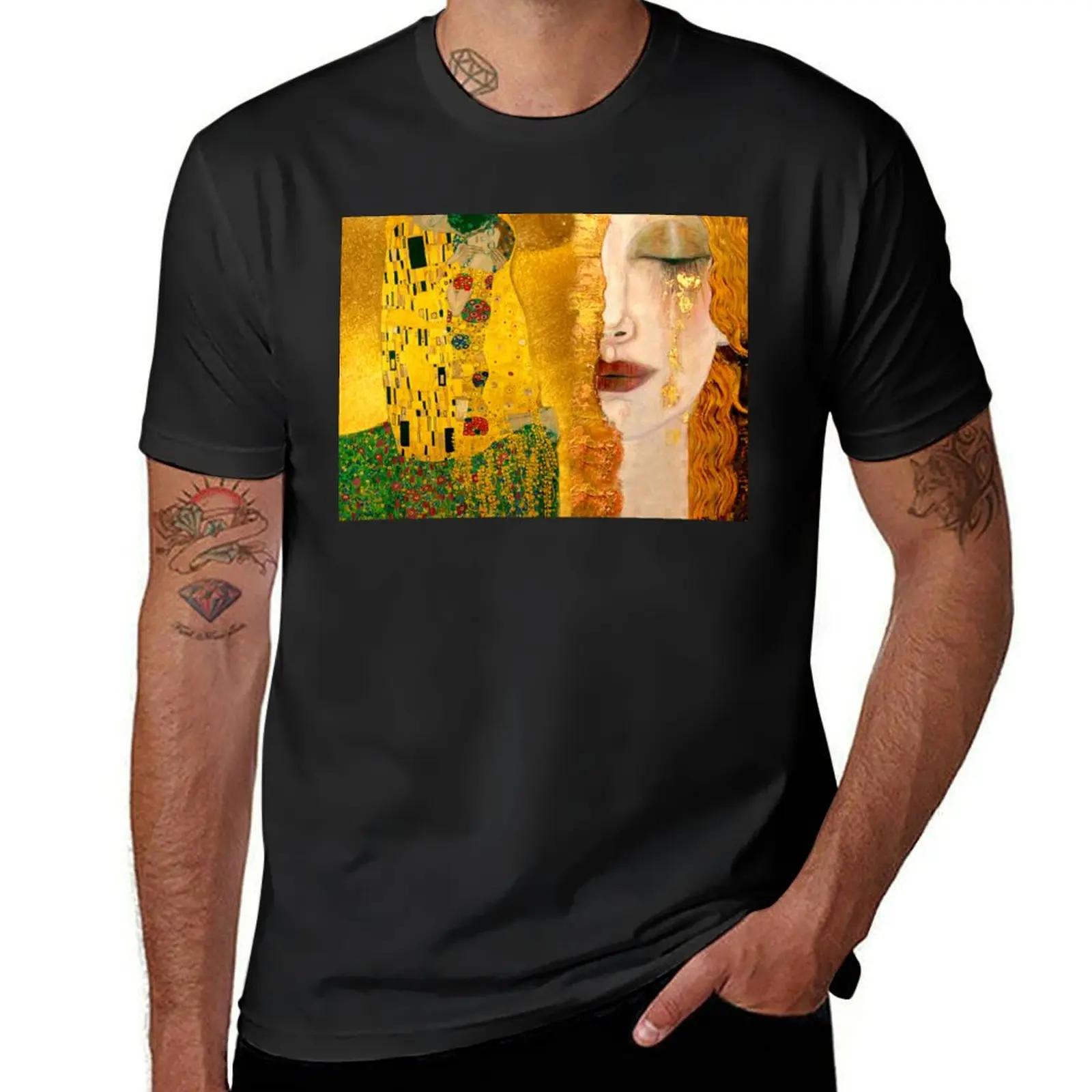 Freya's Tears and The Kiss portraits Golden tears T-Shirt boys animal print anime clothes T-shirt men