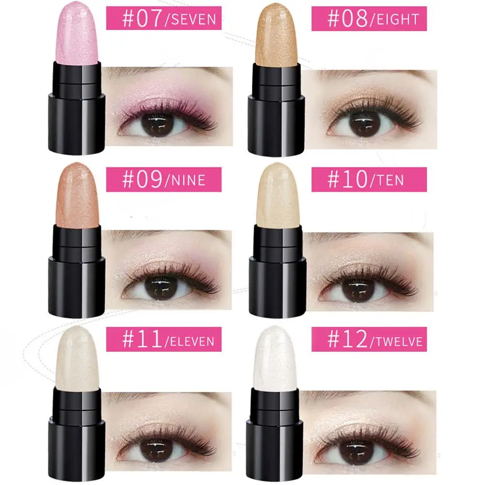 12-colorS Mini Eyeshadow Palette Glitter Gradient Eye shadow Stick Pen Makeup Set Waterproof Shimmer Pink Eyeshadow Sticks