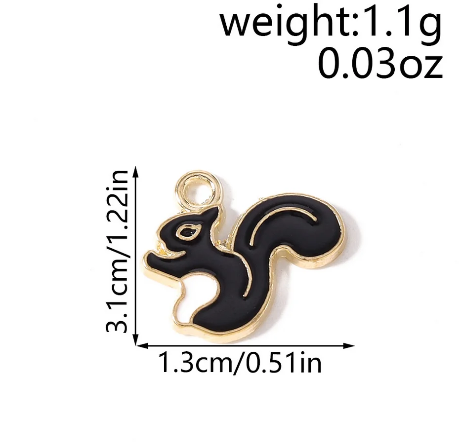 10Pcs 13x31mm Cute Enamel Squirrel Charms Pendants Mixed Colors for DIY Bracelet Necklace Earring Jewelry Making Supplies