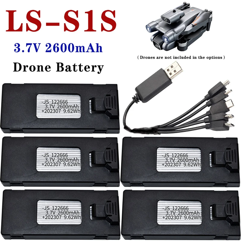 3.7V 2600mAh Drones Battery For LS-S1S Lithium Battery Accessories Spare Parts RC Drone Battery Battery or Battery With Charger