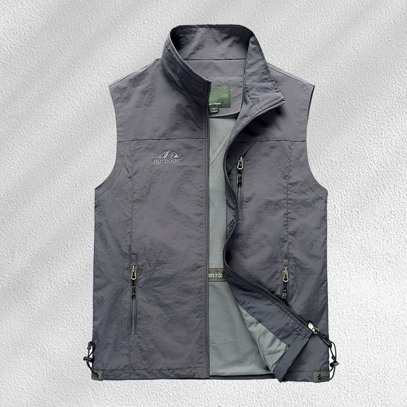 

Men Vest Coat Leisure Practical Travel Fishing Outdoor Work Pocket Vest Zipper Stand Collar Keep Warm Travel Plus Fleece Jacket