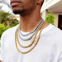 6mm Rope Chain Necklace Stainless Steel Never Fade Waterproof Choker Men Women Jewelry Gold Color Chains Gift