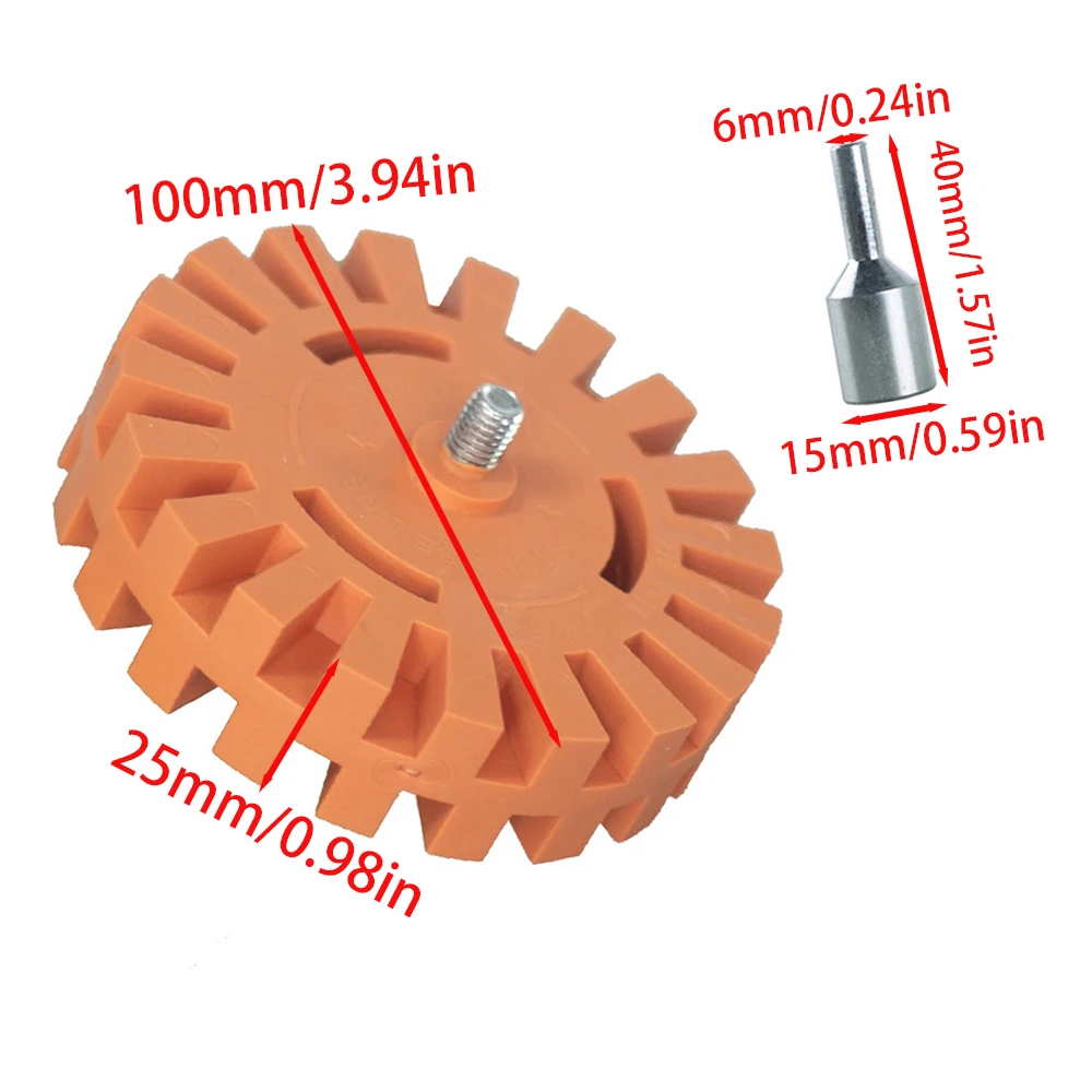 4'' Gummi Pneumatische Entschleimung Disc Gewinde 5/16-24 Getriebe Haushalt Streifen Aufkleber Entfernung Elektrische Bohrer Reifen Polieren werkzeug