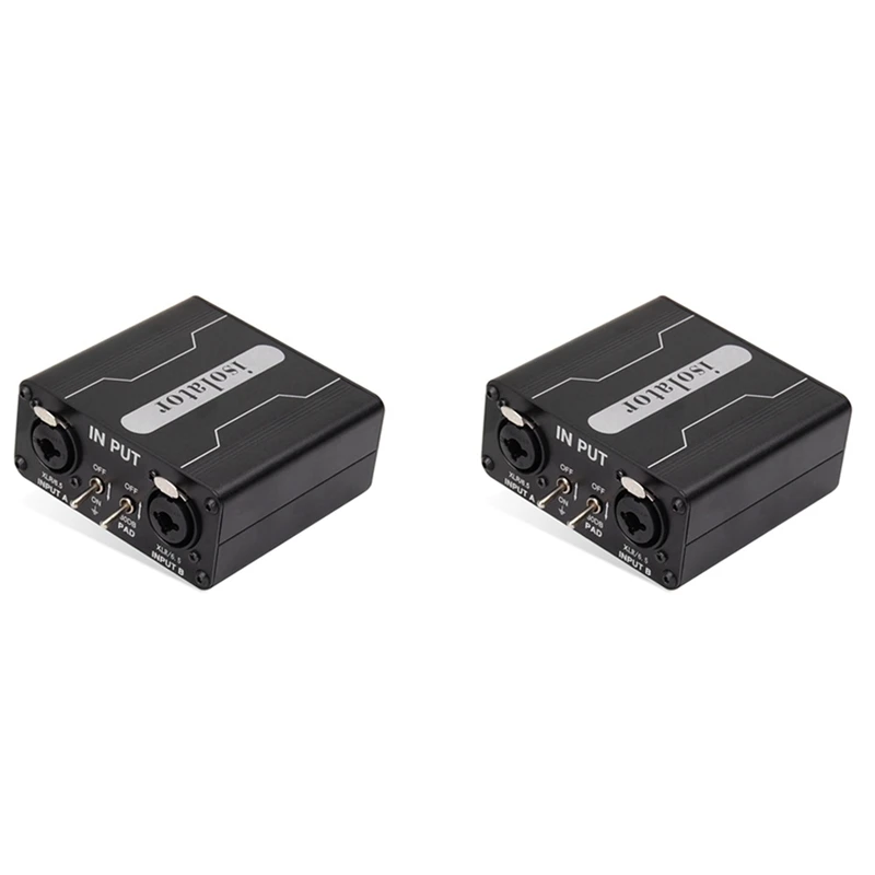 2X GX200 Audio Isolator Dual-Channel 6.5 XLR Mixer Audio Isolator Current Sound Noise Microphone Common Ground Filter