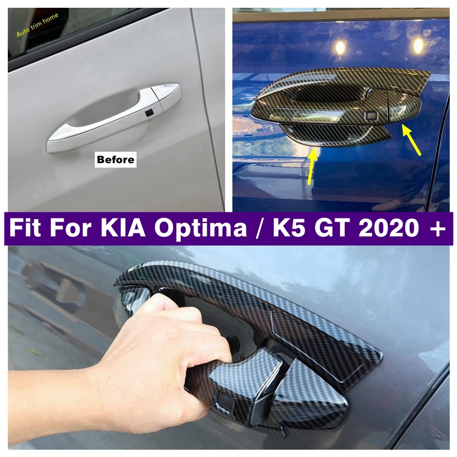 

Side Door Grab Doorknob Handle Bowl Decoration Cover Trim For KIA Optima / K5 GT 2020 - 2022 Carbon Fiber Exterior Accessories