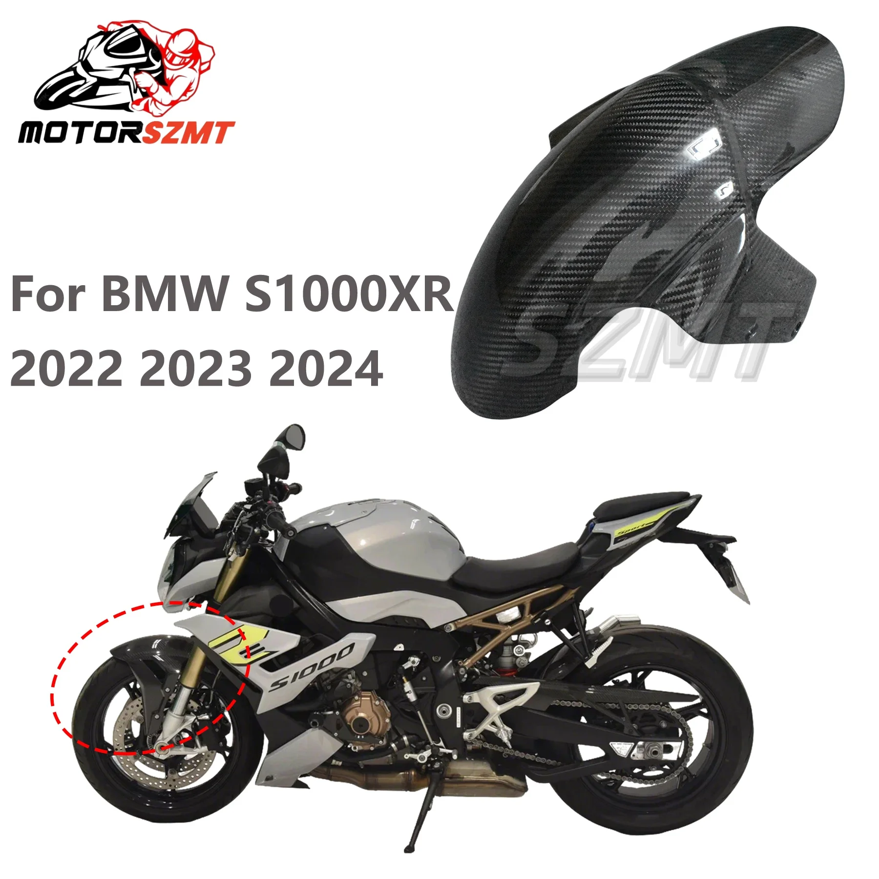 

For BMW S1000RR/R M1000RR/R S1000XR M1000XR 2009-2024 2025 Carbon painted look Front Fender Frame Covers Modified Mudguard