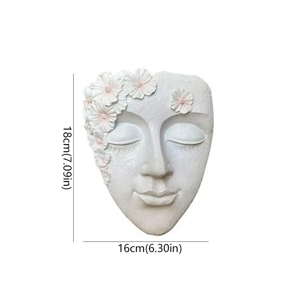 Durable Funny Face Sculpture Planter Resin Craft Cute Head Wall Planter Handmade Girl Face Flowerpot Home Decor