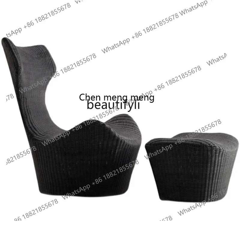 Bed and breakfast rattan chair sofa pedal three-piece combination courtyard outdoor rattan garden furniture outdoor small sofa