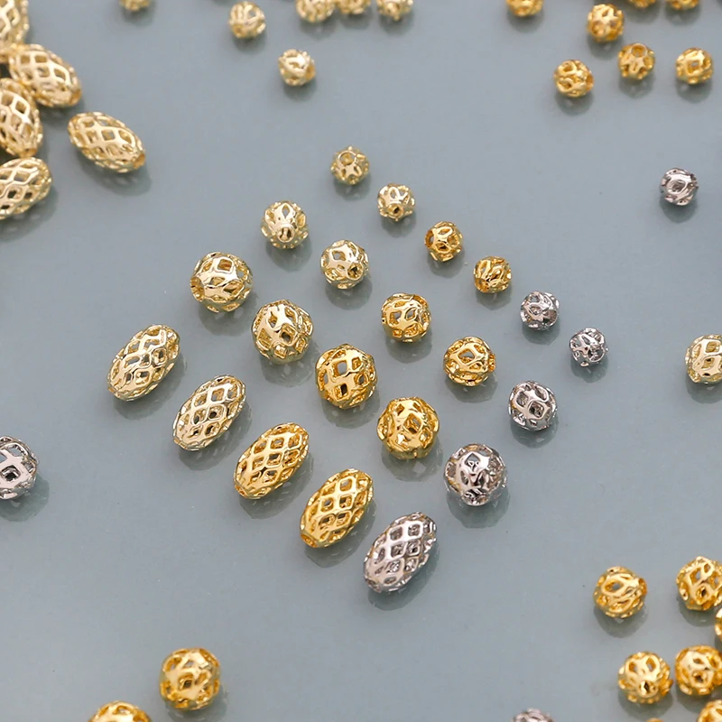 10pcs Copper Plated Gold Hollowed Out Straight Hole Separation Beads DIY Handmade Jewelry Necklace Ear Accessories Material