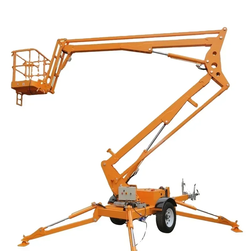 Customized Lifting Machinery Crawler Boom Lift 1T 2T 18T Telescopic Arm Hydraulic Aerial Work Platform Towable Cherry Picker