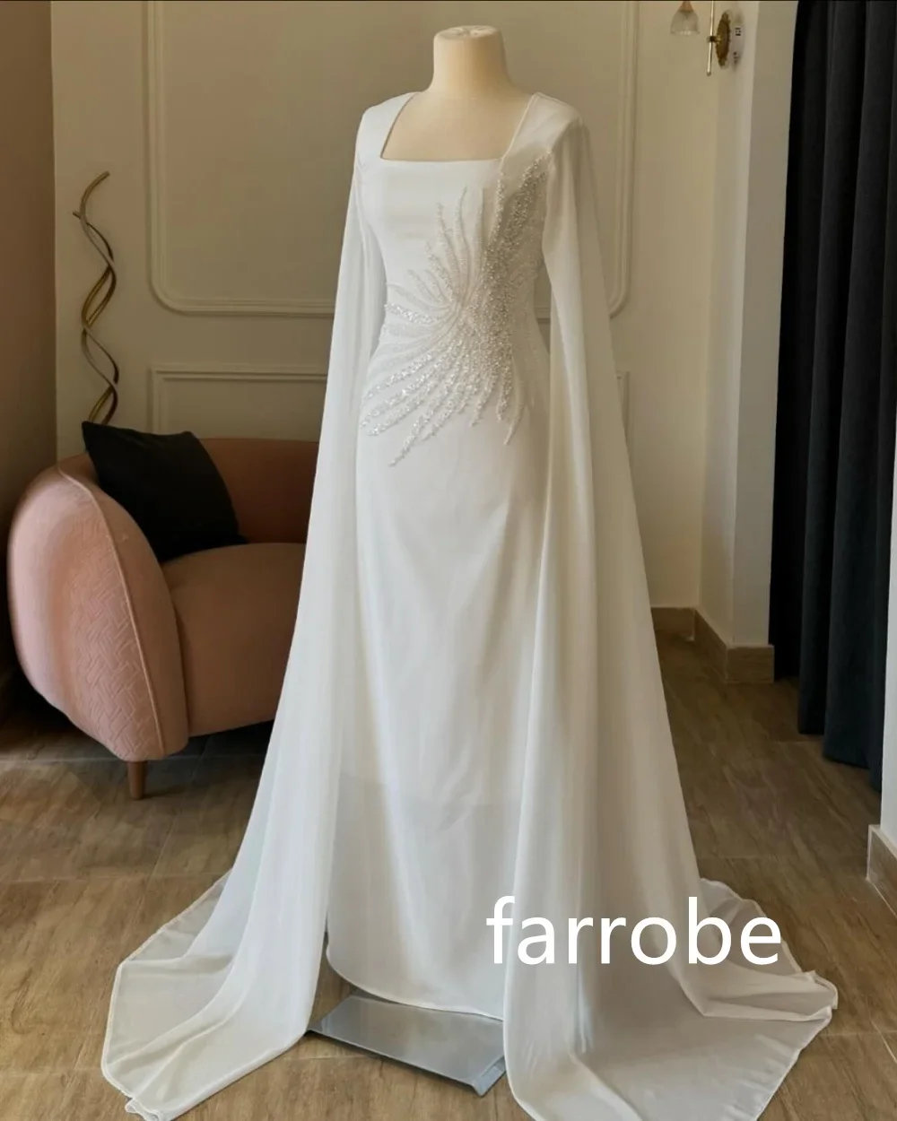 Customized Chinese Style Chiffon Pleat A-line Square Neck Midi Dresses Homecoming Dresses Classic Exquisite Modern Style Pastrol