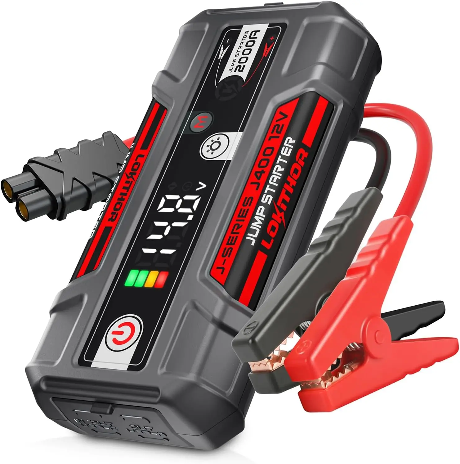 

J400 2000A 12V Portable Lithium Jump Starter, Car Battery Booster Pack, USB-C Powerbank Charger, and Jumper Cables for upto 8.0-