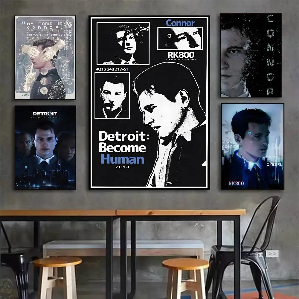 D-Detroit B-Become H-Human Anime Poster HD Art Sticky Wall Waterproof Home Living Room Bedroom Bar Aesthetic Decoration