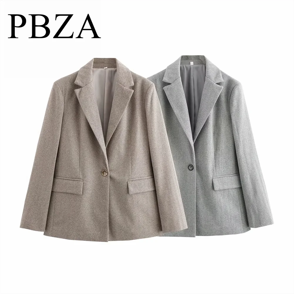 

Women's clothing 2024 autumn temperament fashionable loose long sleeved woolen blend twill suit jacket