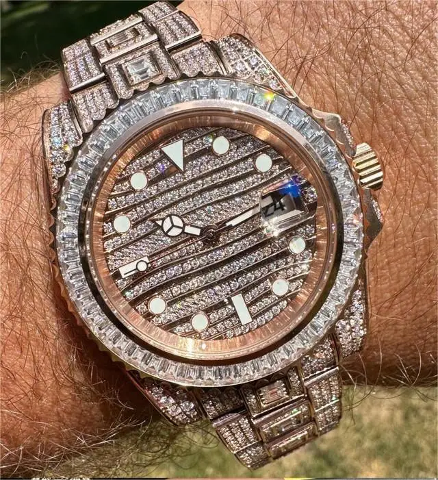

Custom Moissanite Diamond Watch Hip Hop Luxury Iced Out VVS Moissanite Diamond Iced Jewelry Men Watch