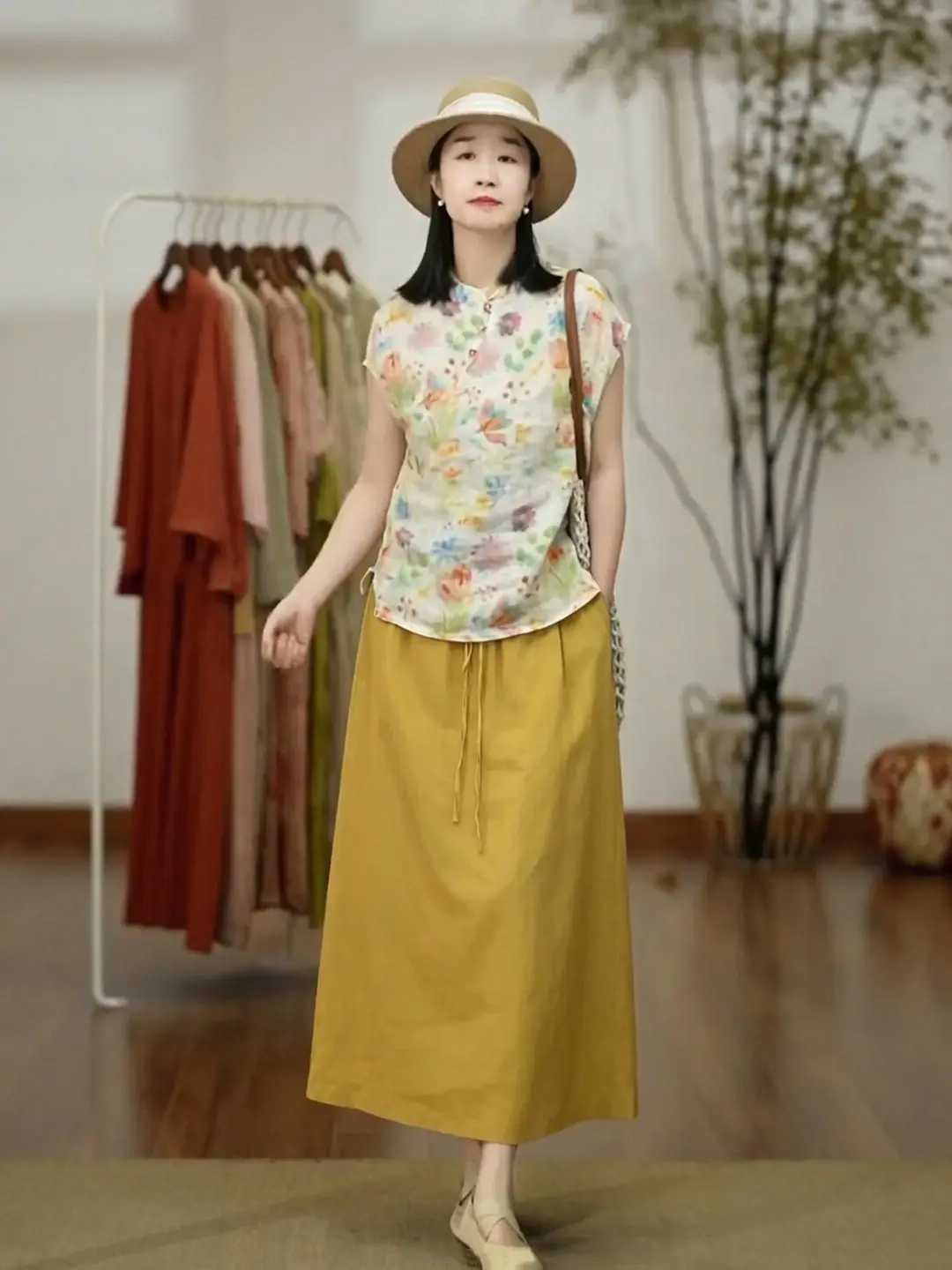 

plus Size Half-length Skirt Commute Artistic Women's Fashion Back Split Midi Skirt Summer Season Casual Body Type