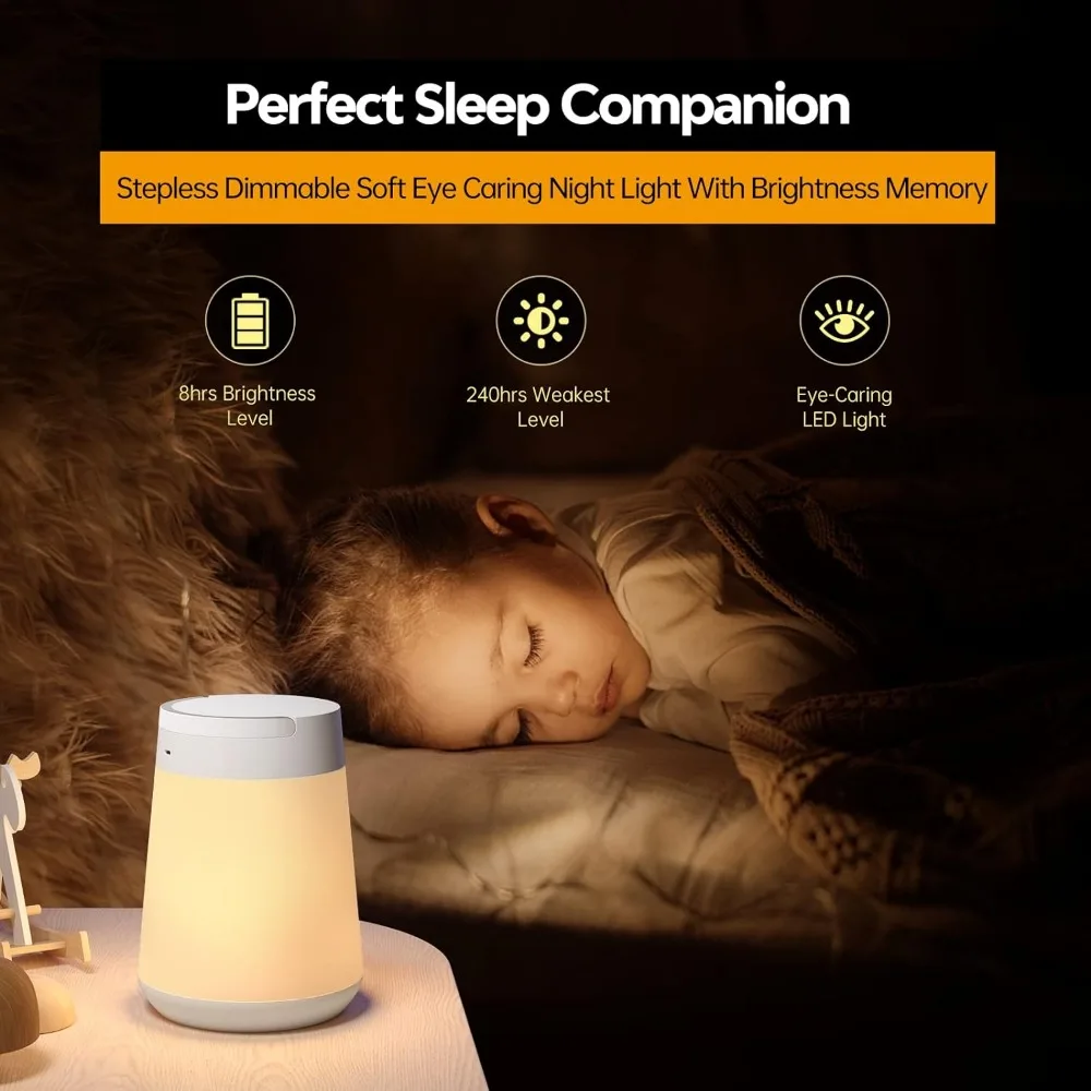 LED Touch Sensor Baby Night Light, lâmpada do Nersery para crianças, amamentação e ajuda para dormir, escurecimento stepless, lâmpada do quarto