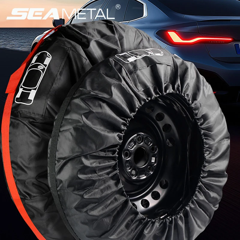 SEAMETAL 1pc Universal Car Spare Tire Covers Case Auto Wheel Tires Storage Bags Oxford Cloth Dust-proof Protector Car Accessorie