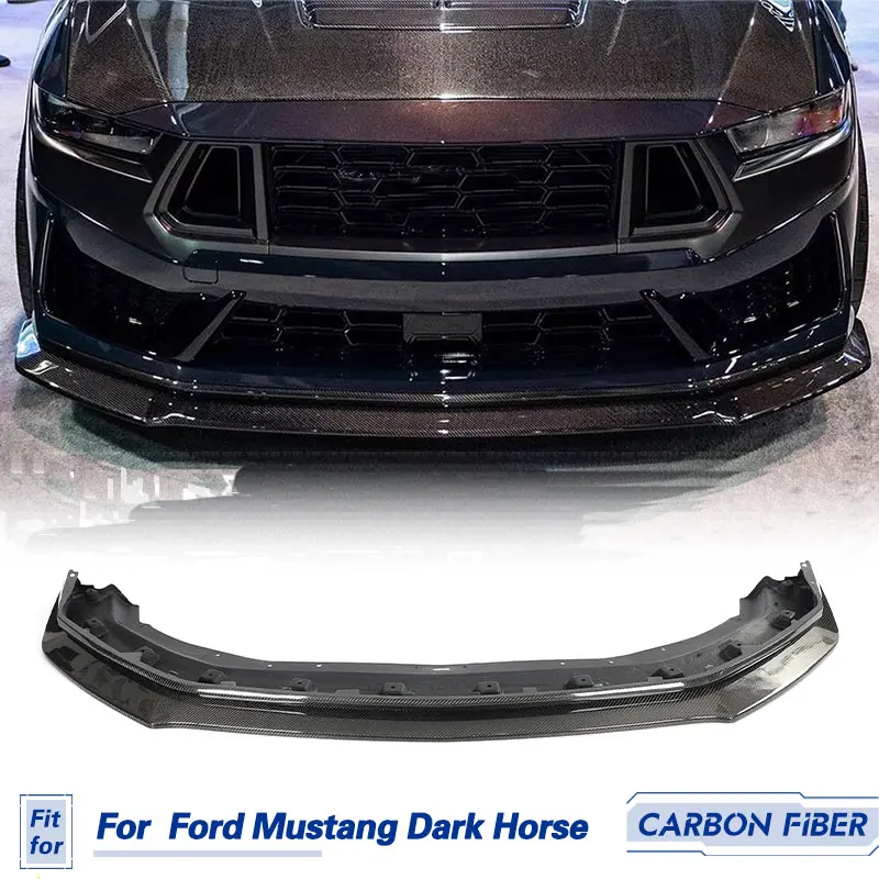 Car Front Bumper Lip Spoiler Carbon Fiber for Ford Mustang Dark Horse 2024 Replacement Front Lip Chin Apron Guard Body Kit