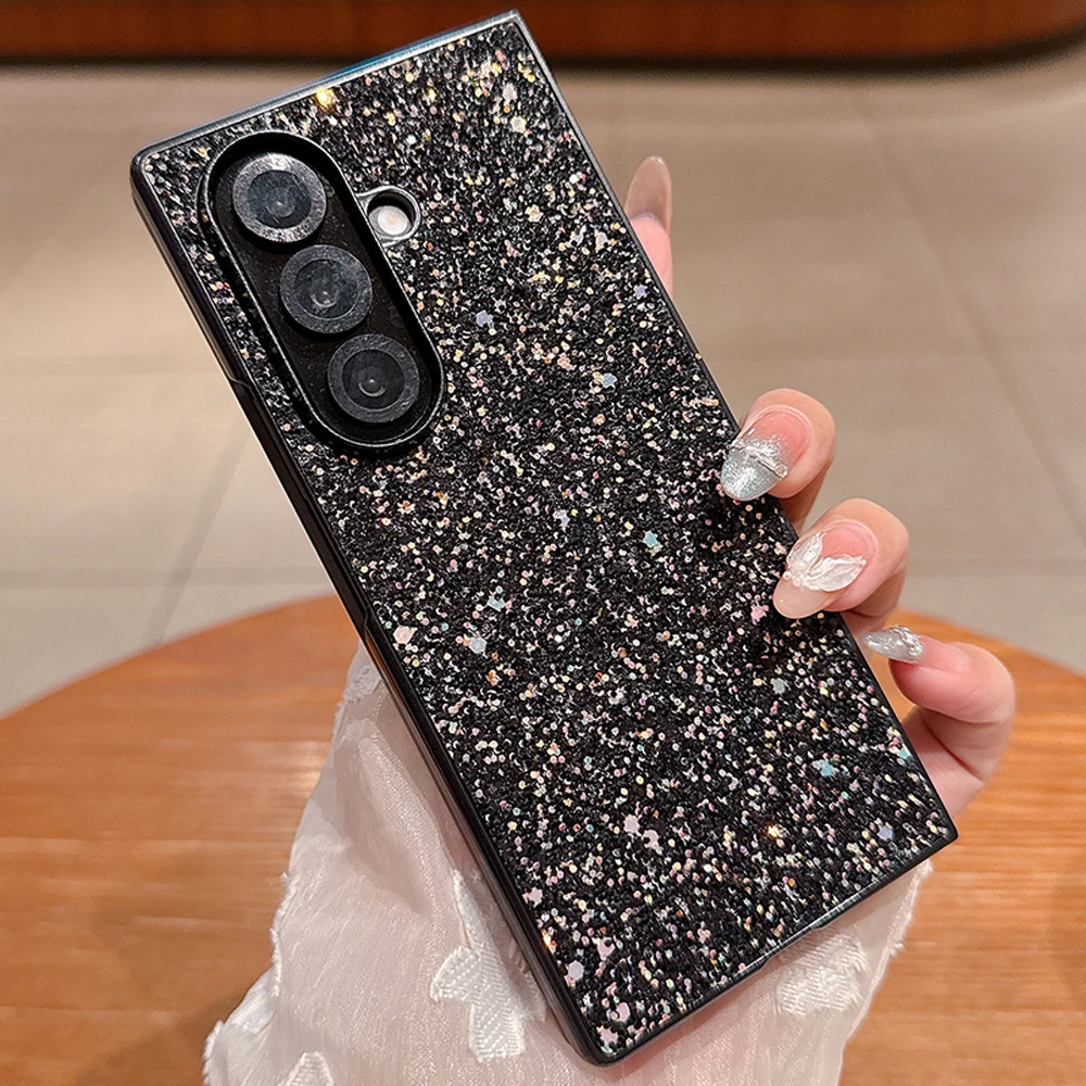Fashion Bling Shining Glitter Phone Case For Samsung Galaxy Z Fold 7 Cover Ultrathin Case For Samsung Z Fold 3 4 5 6 Back Cover