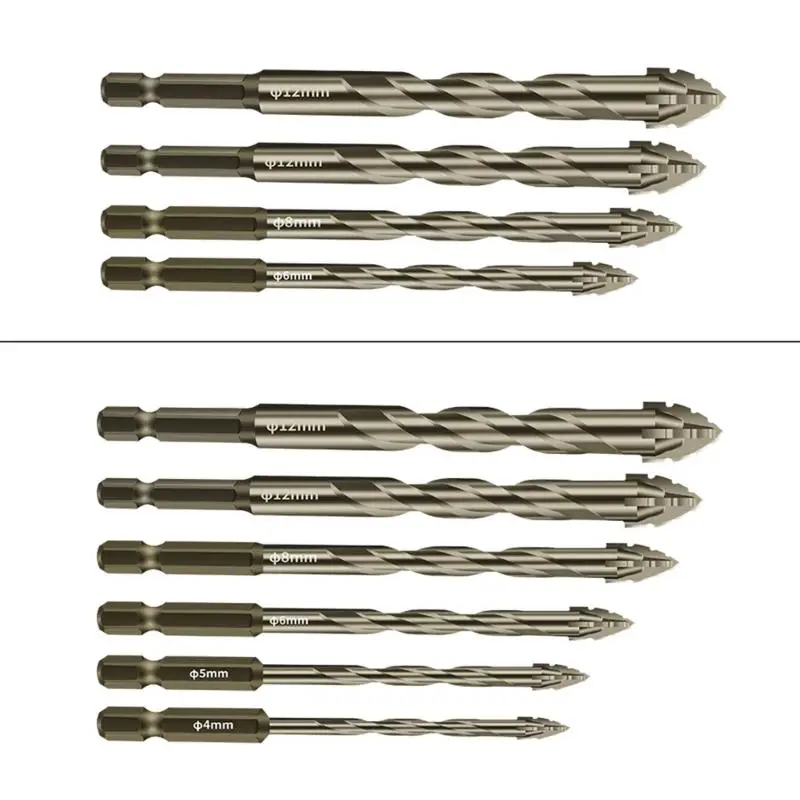 

652F Four-edged Serrated Eccentric Drill Bits Drilling Tool 4-12mm Drill Bits For Glass Ceramic Concrete Brick