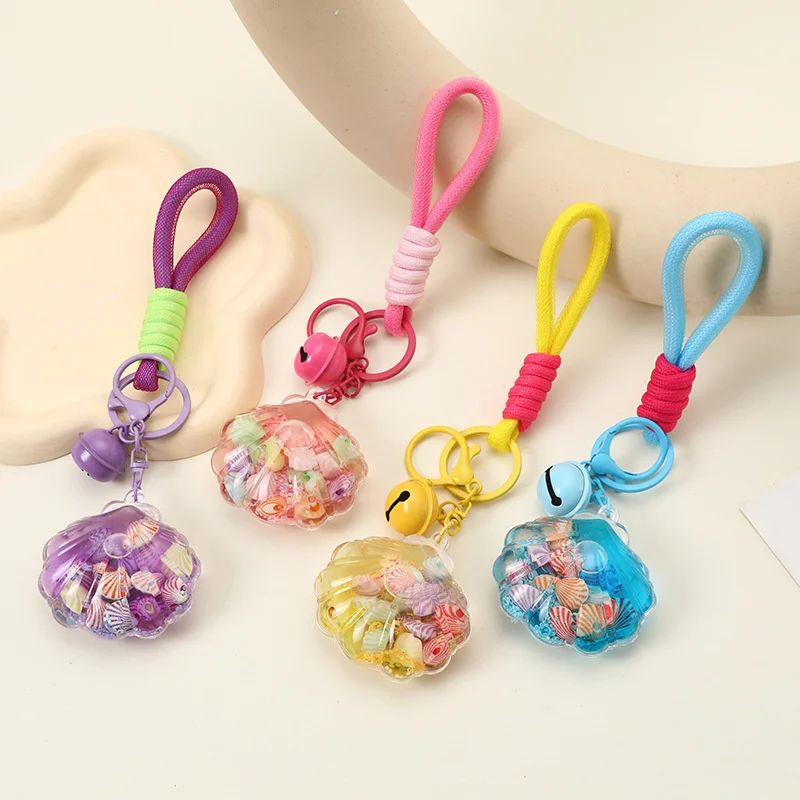 Personalized Cartoon Shell Drift Bottle Keychain Car Key Ring Creative Schoolbag Pendant Exquisite Backpack Decoration Gifts