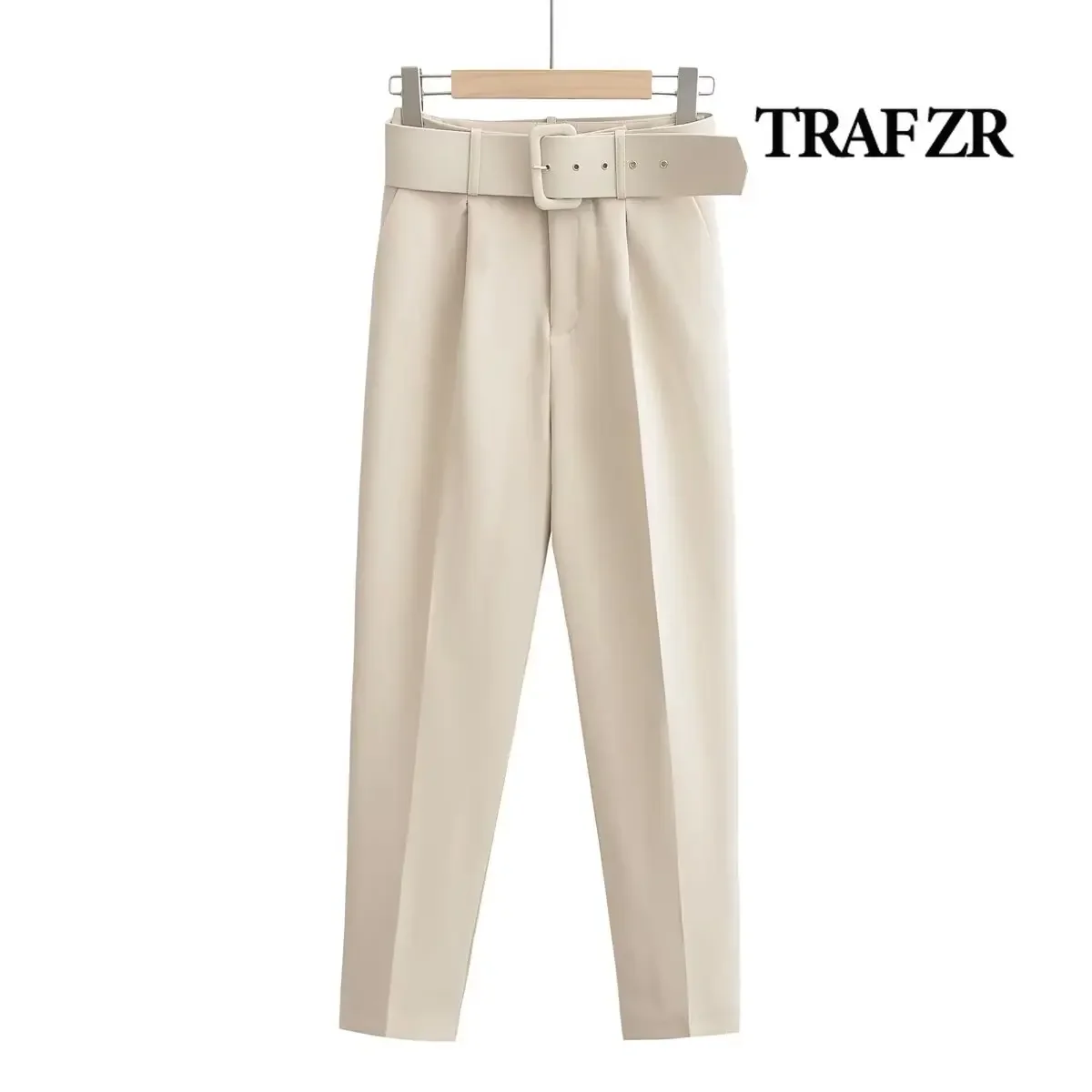 Traf Zr High Street Chique En Elegante Vrouw Broek Met Riem Y 2K Vintage Broek Harajuku Cropped Hoge Taille Baggy Broek Dames