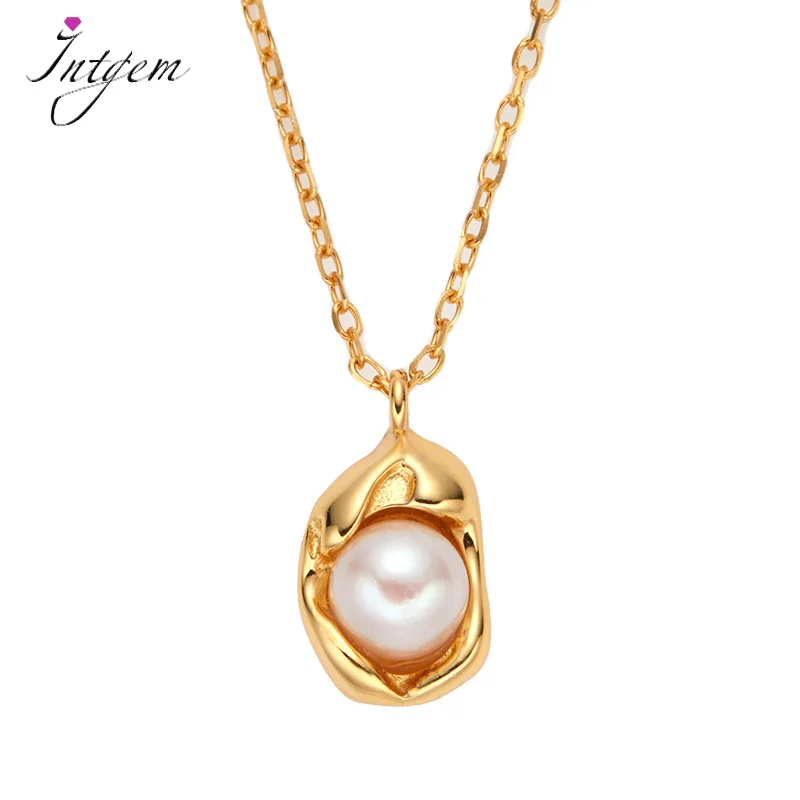 

S925 Sterling Silver Natural Gemstones Freshwater Pearl Necklace Plated 18K Real Gold Necklace Fine Jewelry For Women