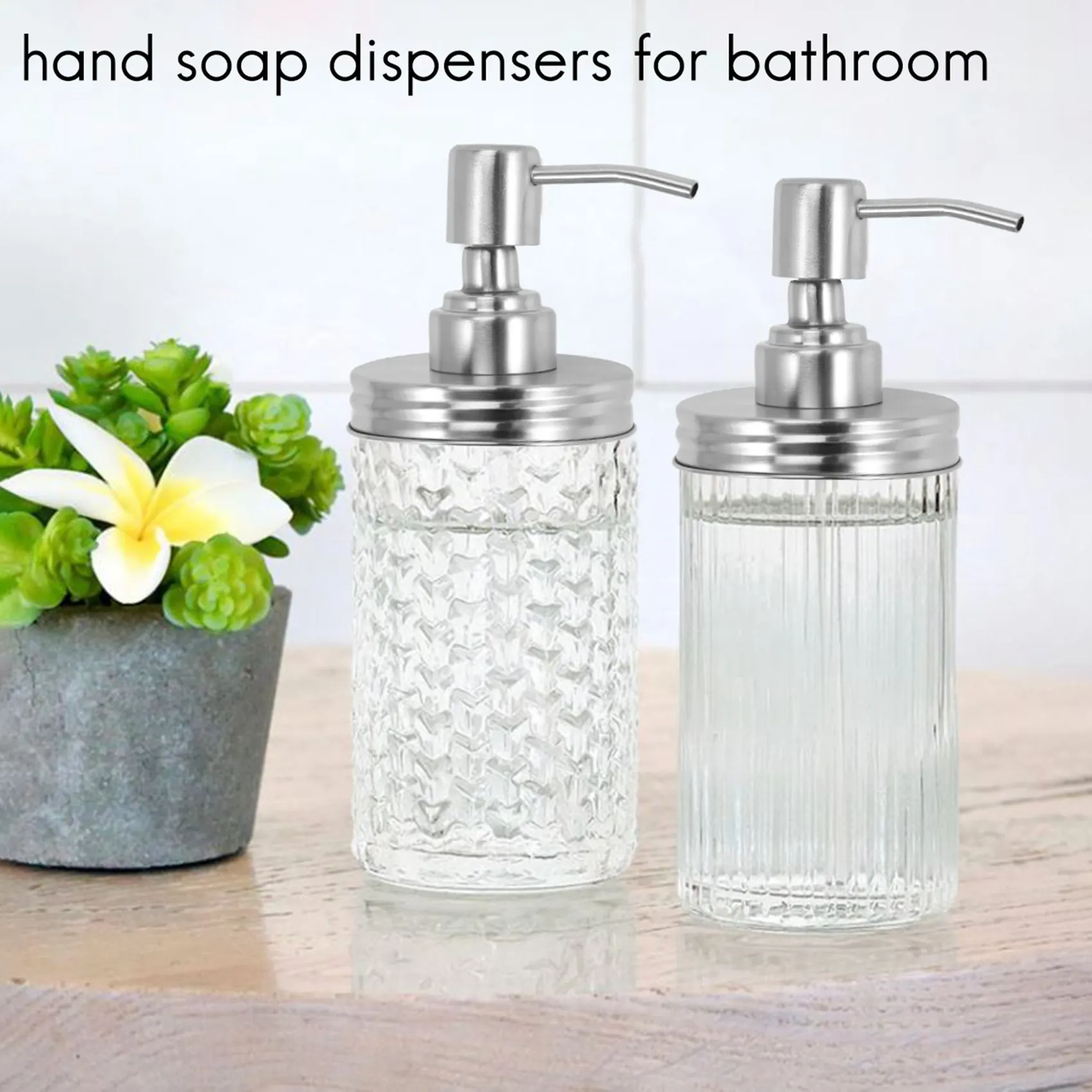 Confezione da 2 Coperchi per dispenser di sapone in barattolo Kit Dispenser di lozione in acciaio inossidabile Pompa per dispenser di sapone Coperchi per dispenser di sapone Antiruggine Bagno CALDO