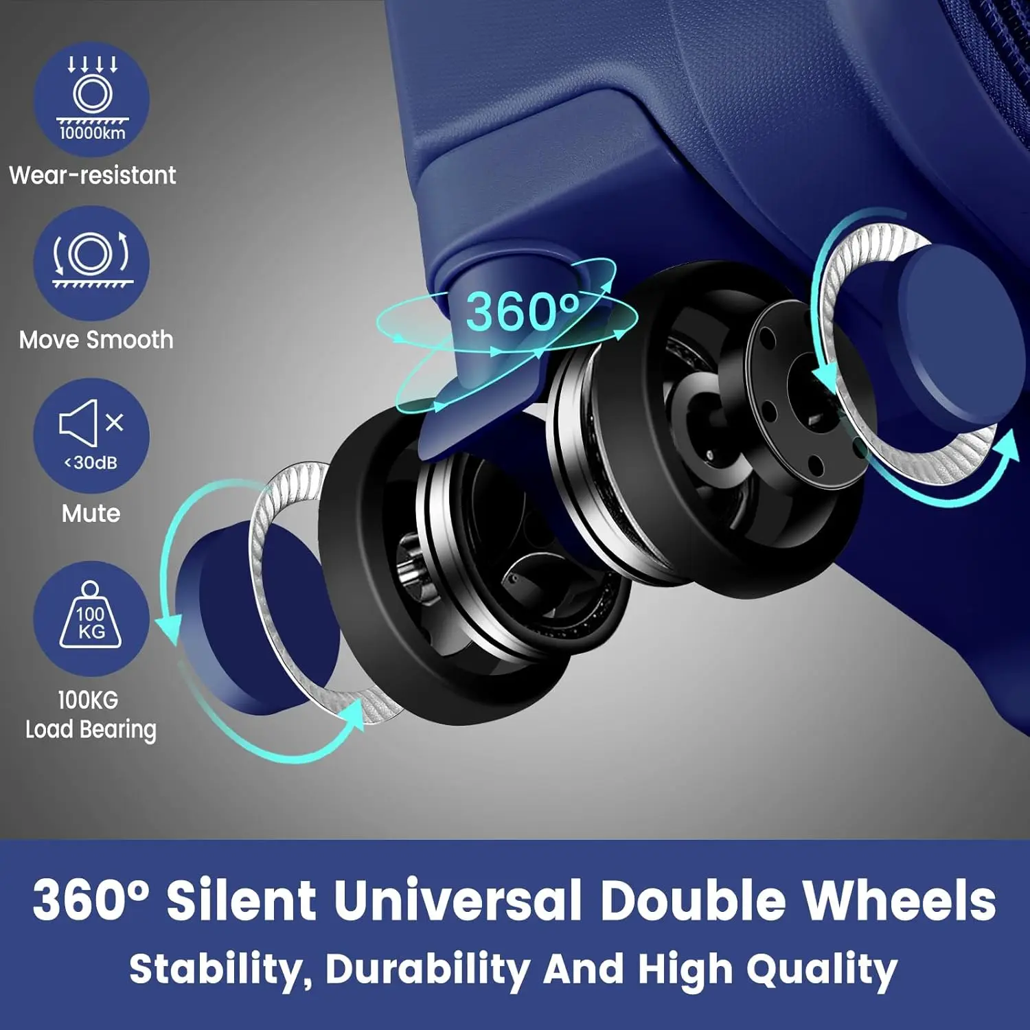 Set koper dengan roda putar (20/24/28 inci), set koper Pp + Abs