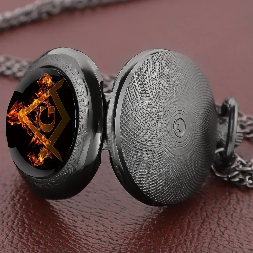 Colar com pingente de relógio de bolso com cúpula de vidro com chama maçônica unissex presente vintage para homens e mulheres