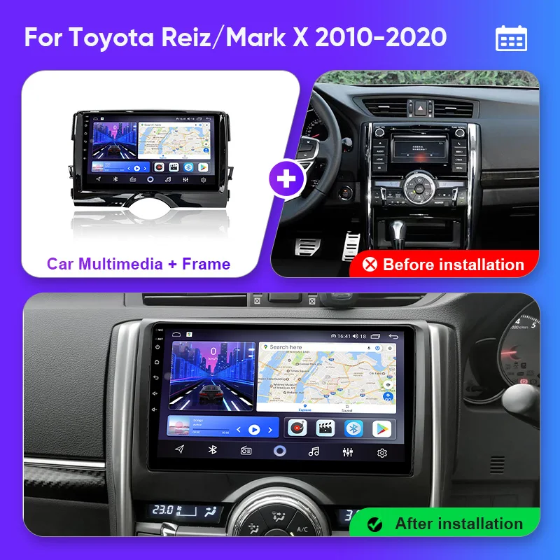 QSZN For Toyota Mark X X130 2 II 2009- 2019 Car Radio Android 13 Multimedia Video Player AI Voice CarPlay Auto Head Unit 2K QLED